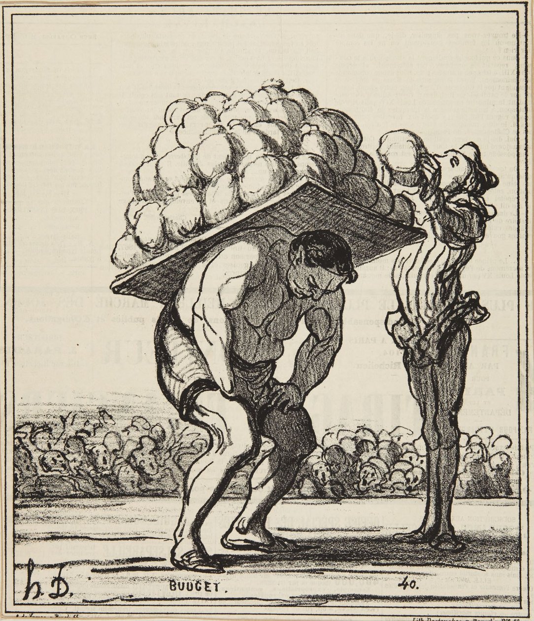 ”En Herkules som tränger in dem från Sankt Clouds fest” av Honoré Daumier
