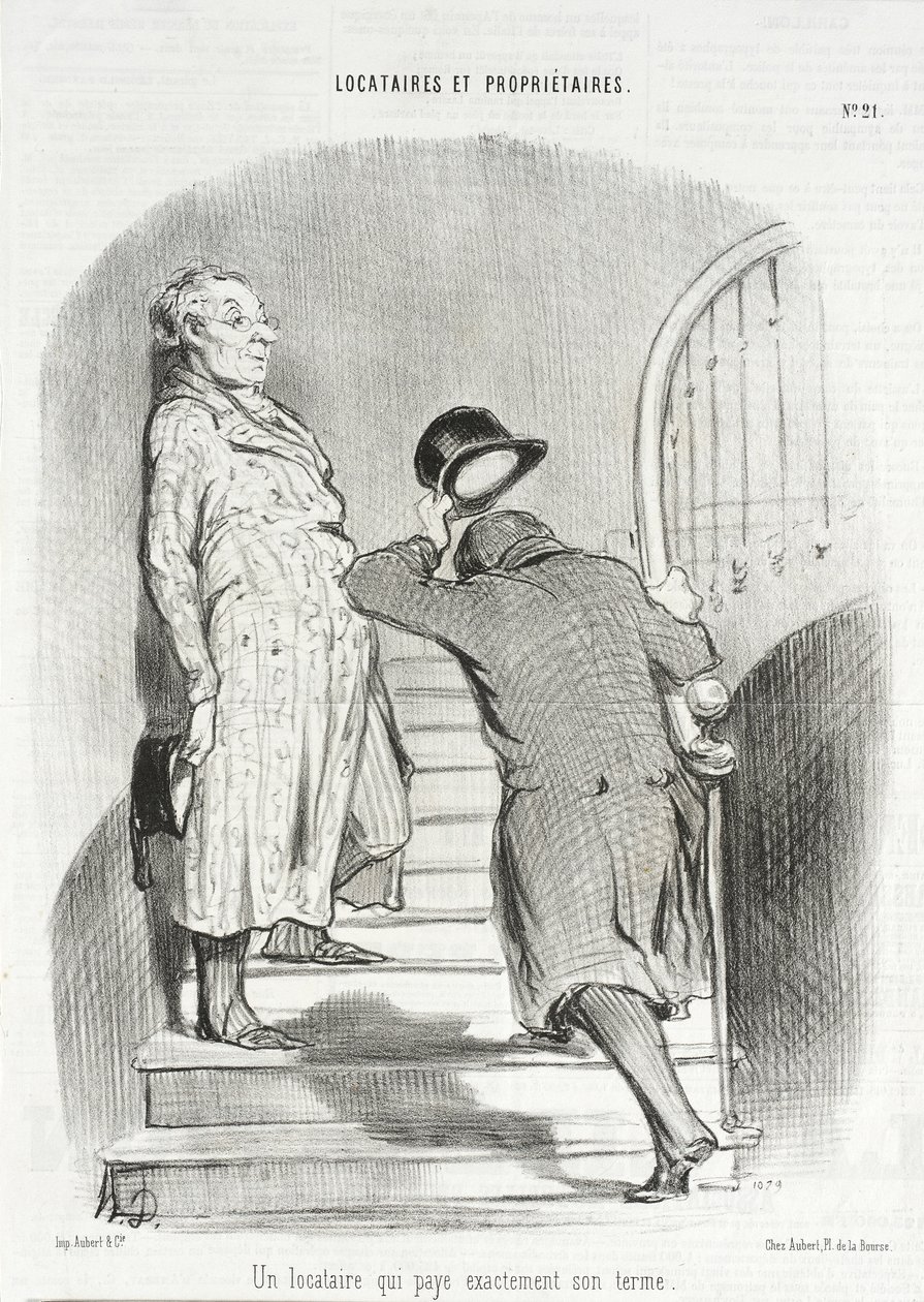 En hyresgäst som betalar sin hyra punktligt av Honoré Daumier