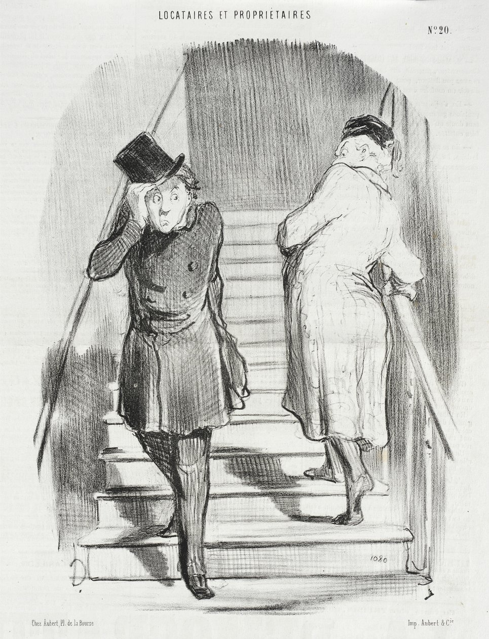 En hyresgäst som är skyldig tre avbetalningar av Honoré Daumier