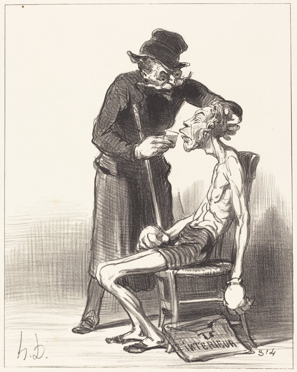 En olycklig brottare av Honoré Daumier