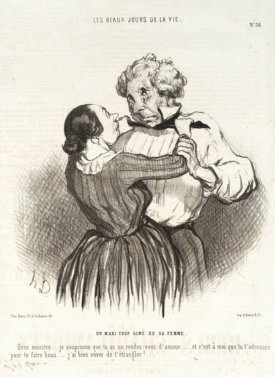 En make som älskas alltför mycket av sin hustru. av Honoré Daumier