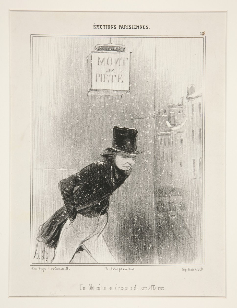 En herre under sina affärer, plansch 34 ur serien Parisiska känslor, ur albumet Parisiska känslor av Honoré Daumier