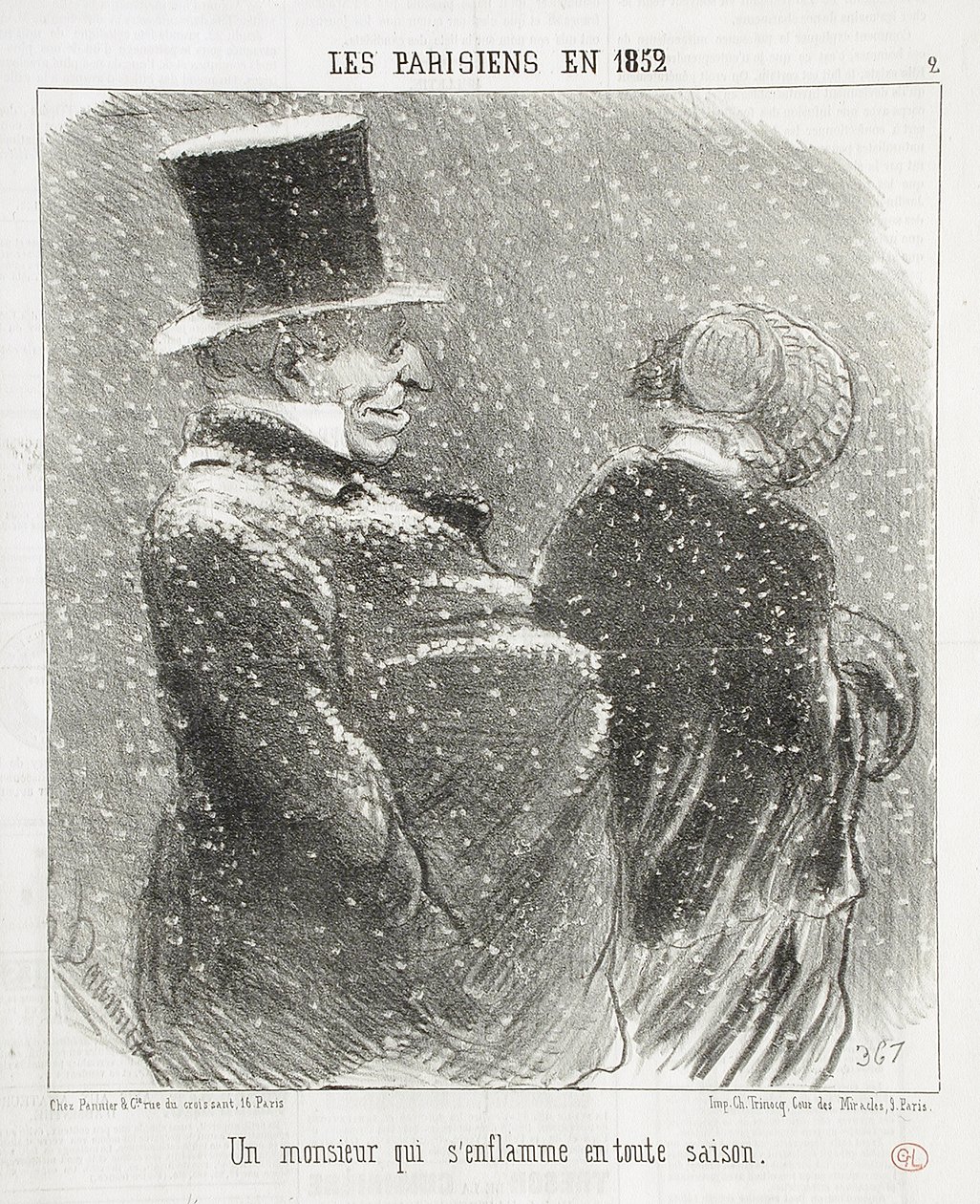 En herre som fattar eld... av Honoré Daumier