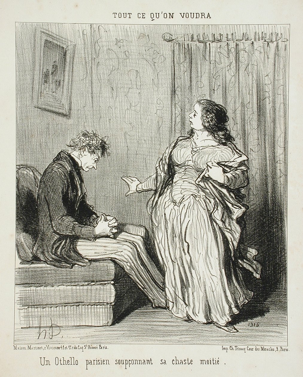 En parisisk Othello som misstänker sin kyska bättre hälft av Honoré Daumier