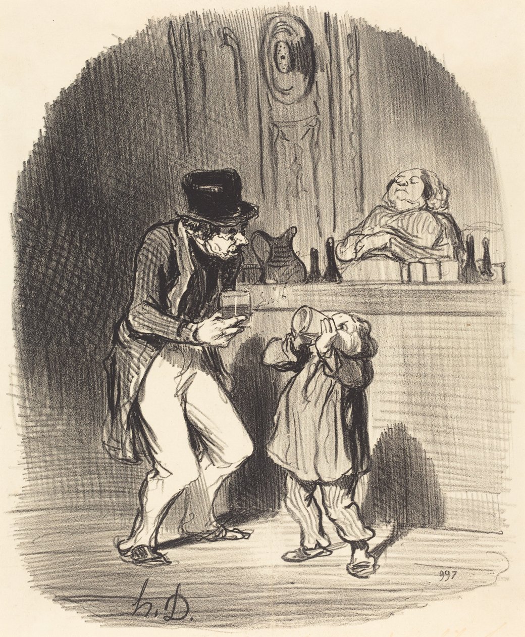 En far som låter sin son dia... av Honoré Daumier
