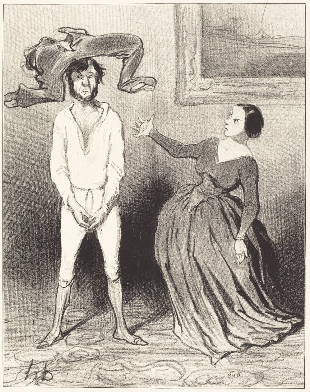 En kvinna som jag ... sy i en knapp? ... av Honoré Daumier