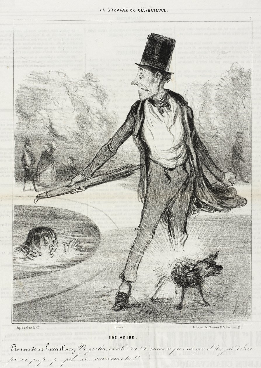Klockan ett - Promenad i Luxemburgträdgården av Honoré Daumier