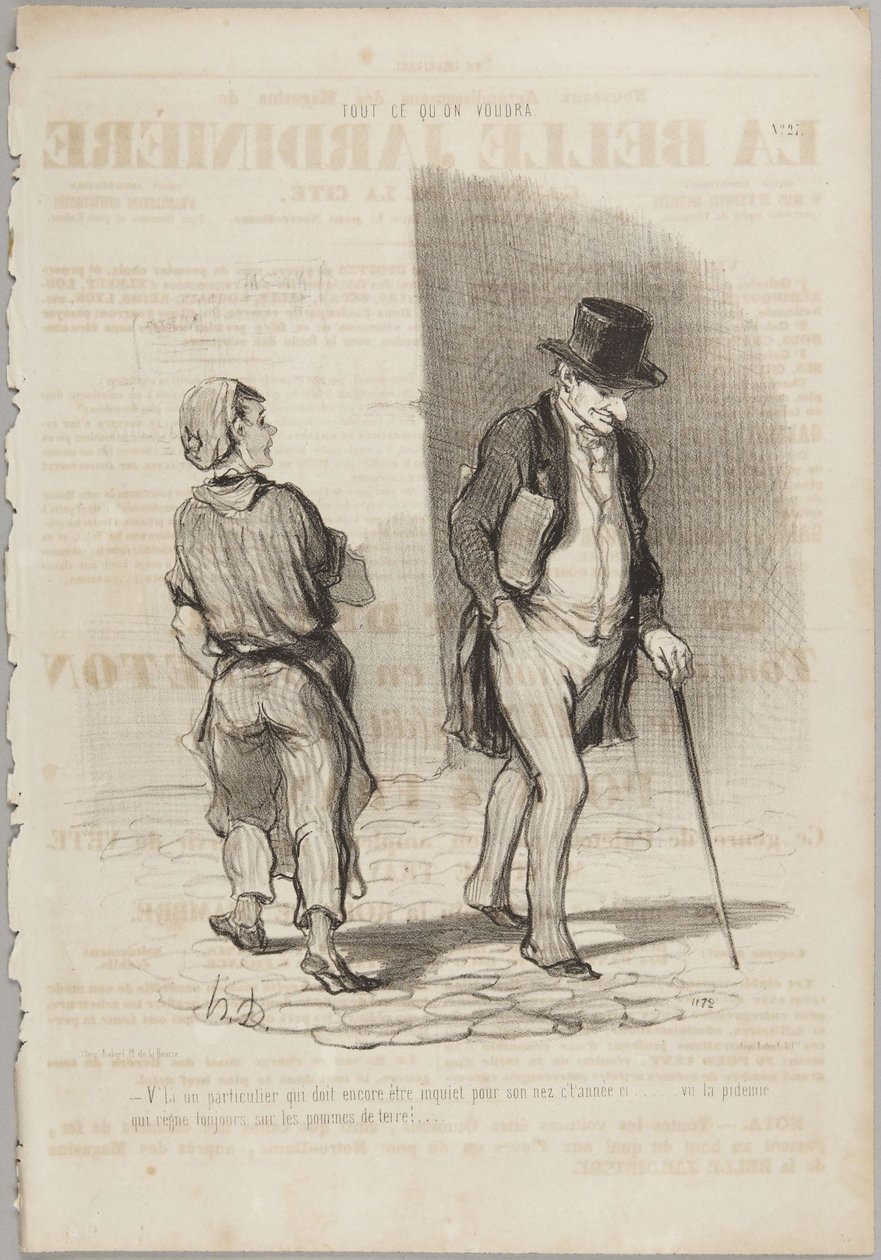 Där är en herre som fortfarande måste vara orolig..., nummer 27 ur serien Allt man önskar från Le Charivari av Honoré Daumier