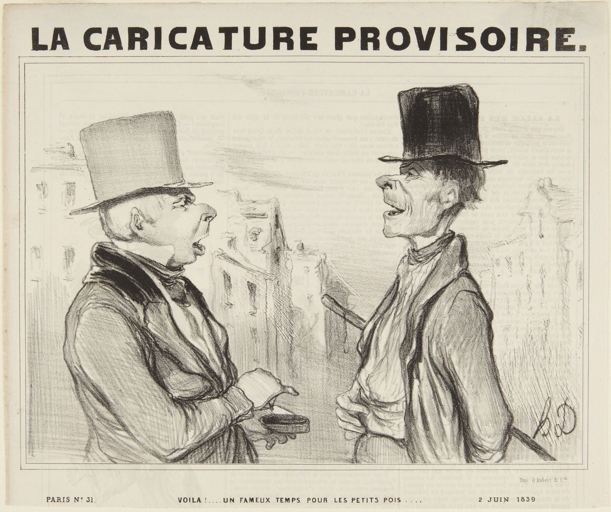 Se där! Ett strålande väder för de små ärterna..., nummer 3 ur serien Parisiska typer från La Caricature Provisoire av Honoré Daumier