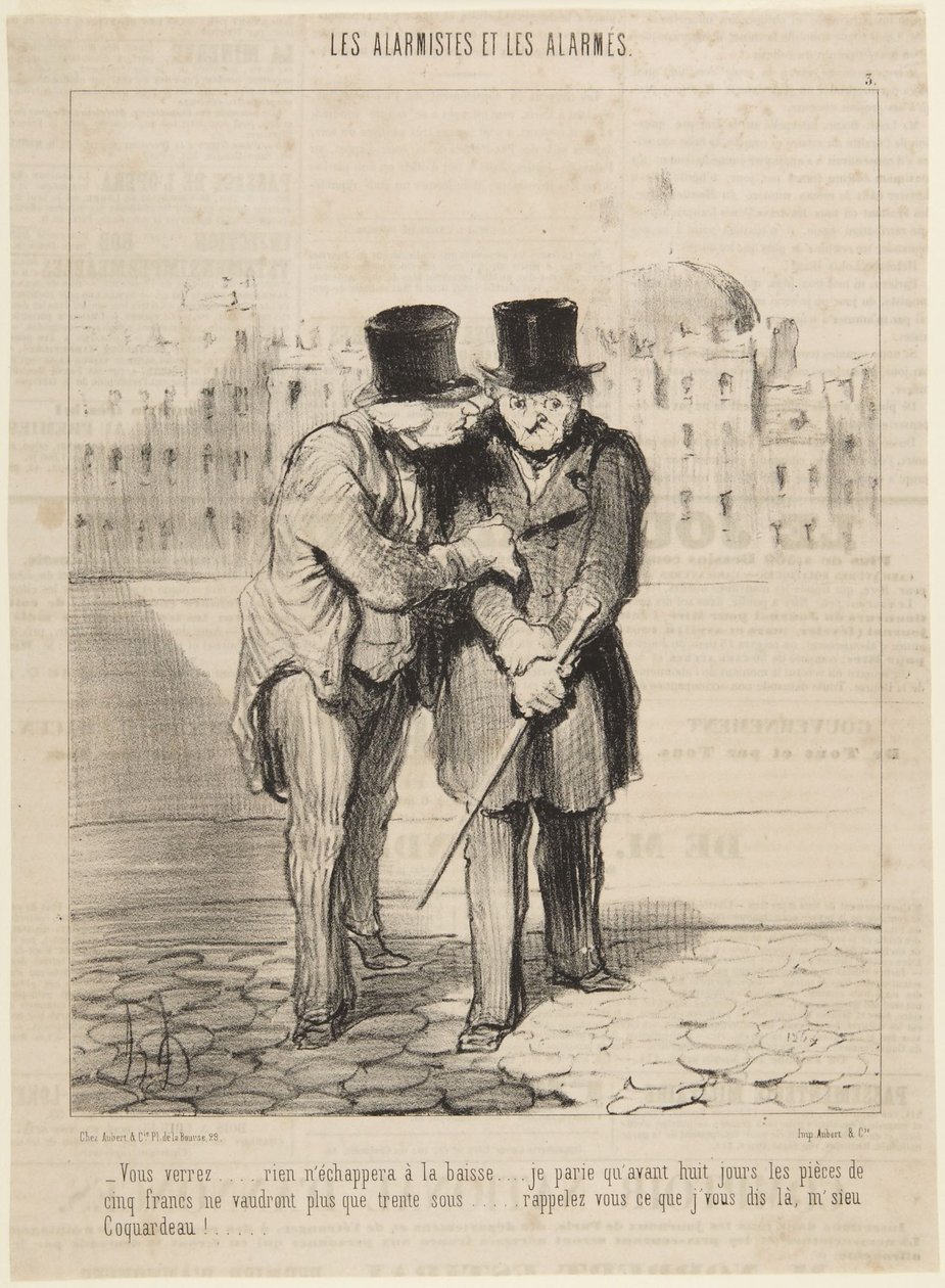 Ni ska få se... ingenting kommer att undgå nedgången..., nummer 3 ur serien Alarmisterna och de oroade från Le Charivari av Honoré Daumier