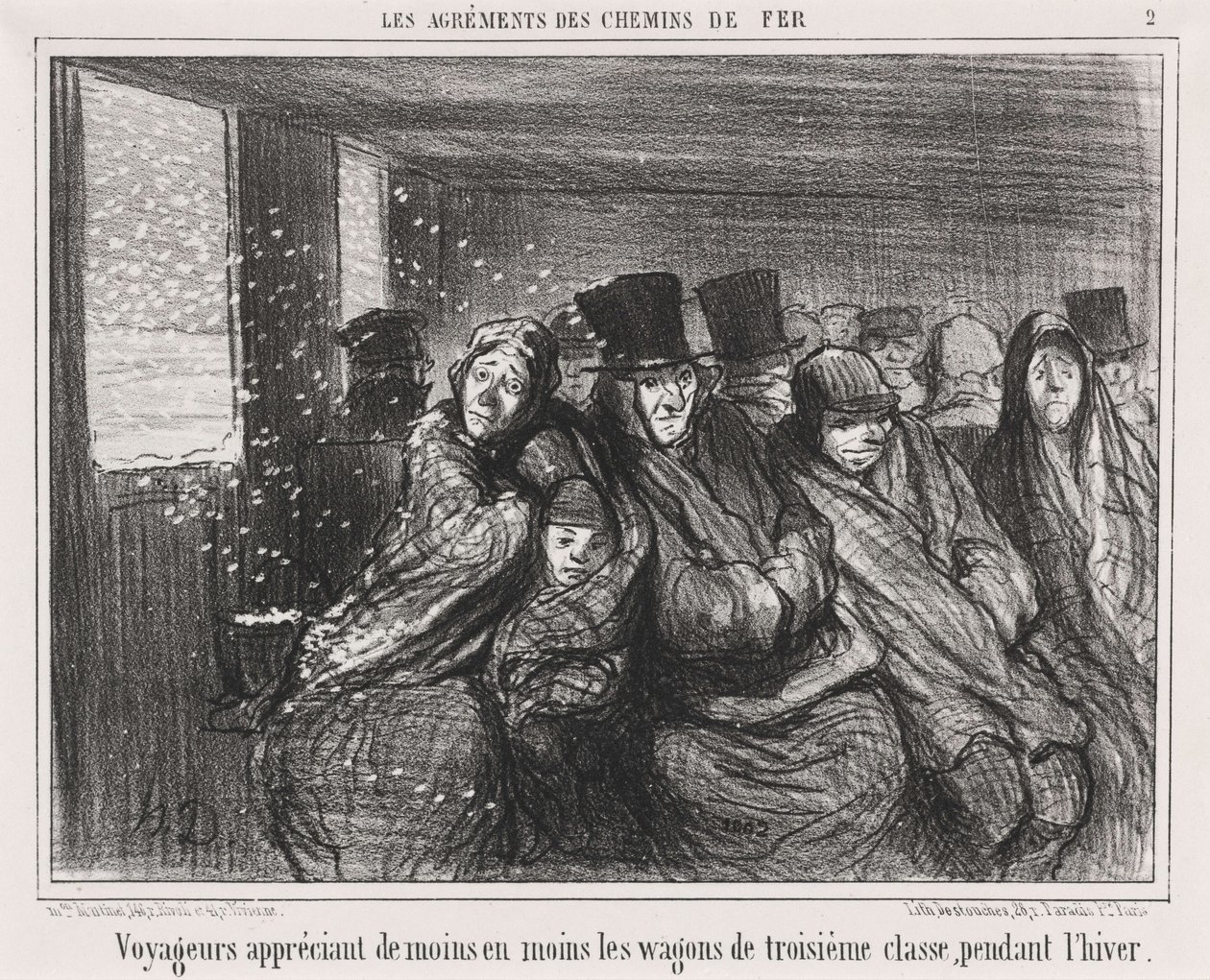 Resenärer som allt mindre uppskattar tredjeklassvagnarna... av Honoré Daumier