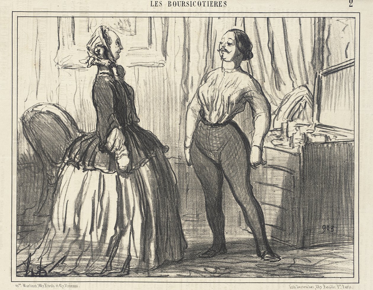 Låt oss se... Ser jag tillräckligt manlig ut så här? av Honoré Daumier