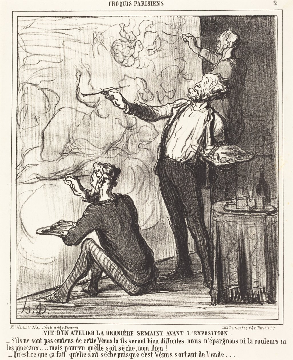 Vy över en ateljé... före utställningen av Honoré Daumier