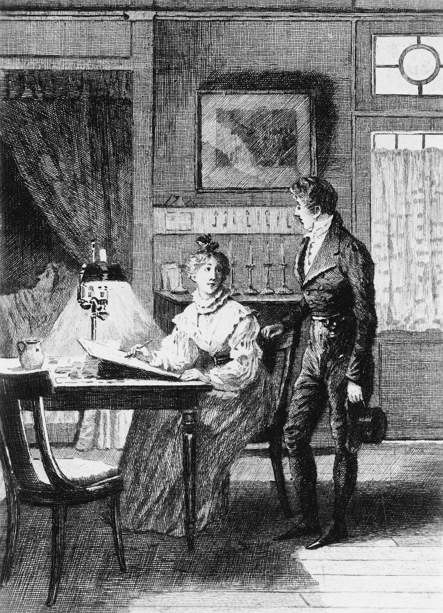 Illustration av Adrien Moreau (1843-1906) för Skin of Sorrow, roman av Honore de Balzac (1799-1850) från samlingen i flera volymer med titeln Human Comedy, publicerad 1900, Paris av Honore de Balzac