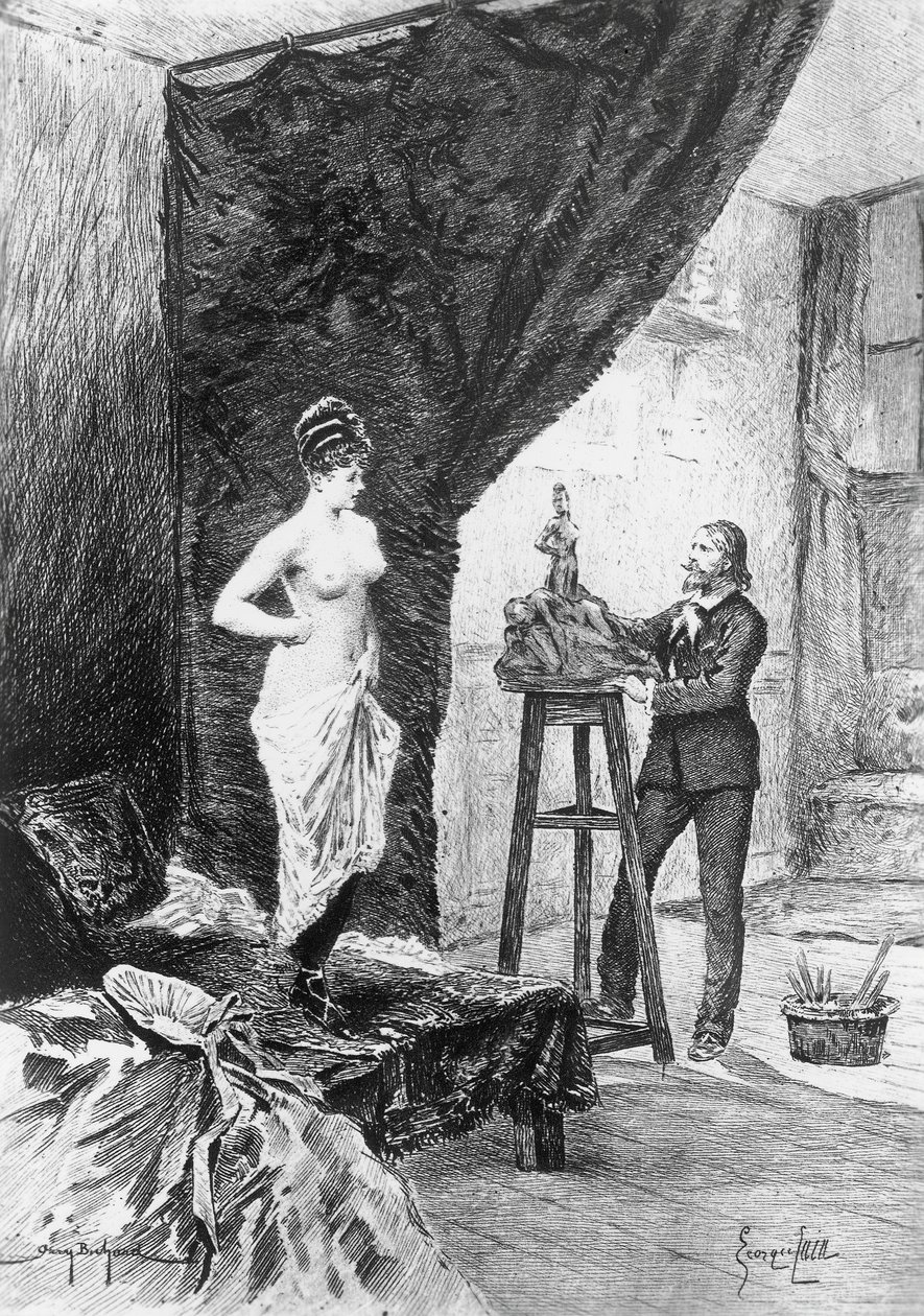 Illustration av Georges Cain (1856-1919) för kusin Bette, roman av Honore de Balzac (1799-1850) från samlingen med flera volymer med titeln Human Comedy, publicerad 1900, Paris av Honore de Balzac