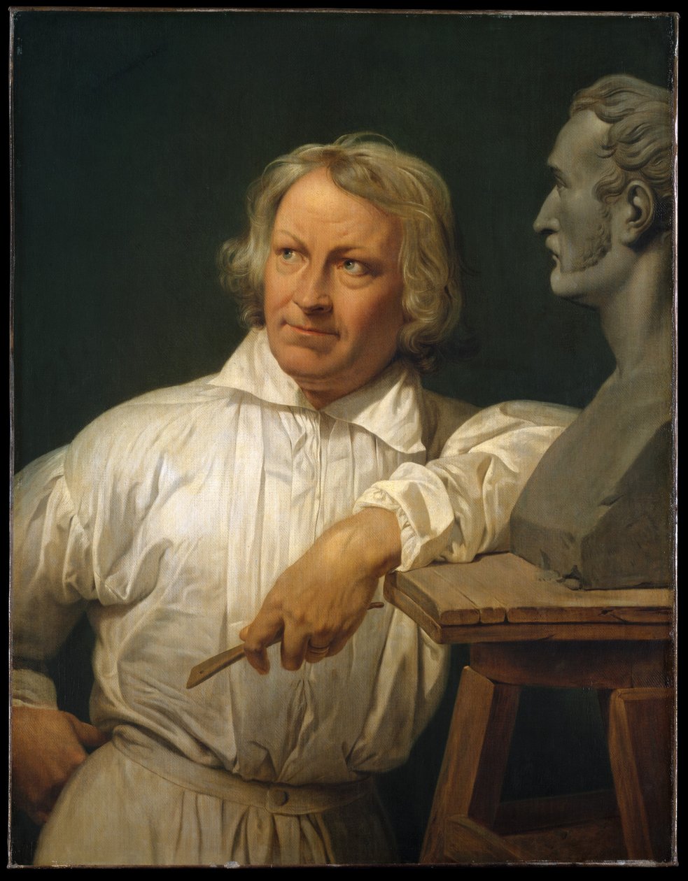 Bertel Thorvaldsen med bysten av Horace Vernet av Emile Jean Horace Vernet