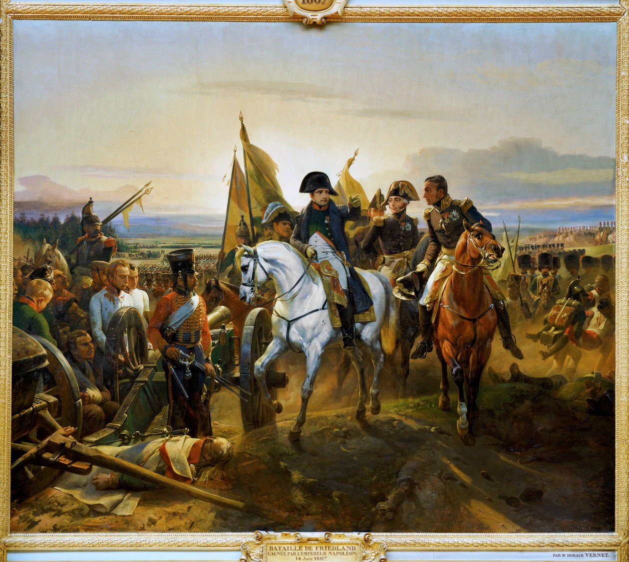 Slaget vid Friedland som vanns av kejsar Napoleon I den 14 juni 1807 ... av Horace (after) Vernet