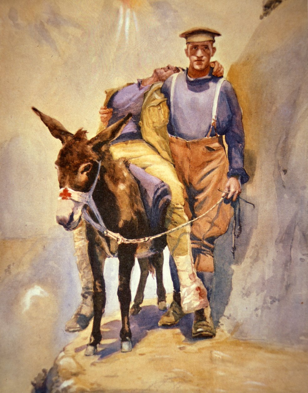 John Simpson Kirkpatrick från 3:e australiska fältambulansen som med sin åsna räddade sårade soldater vid Gallipoli 1915. av Horace Moore Jones