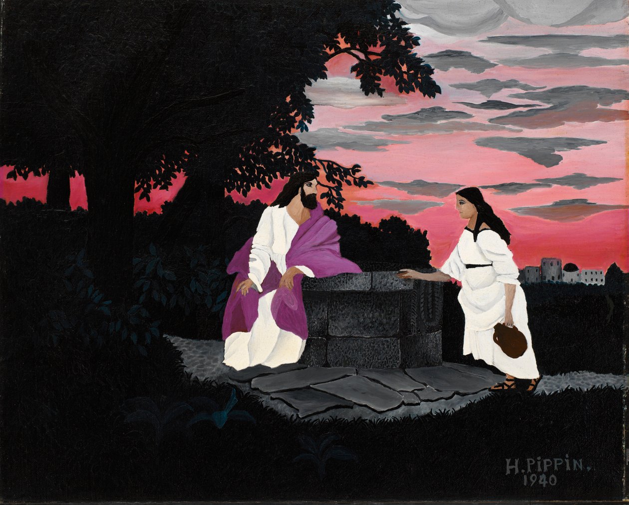 Kristus och Samariens kvinna av Horace Pippin