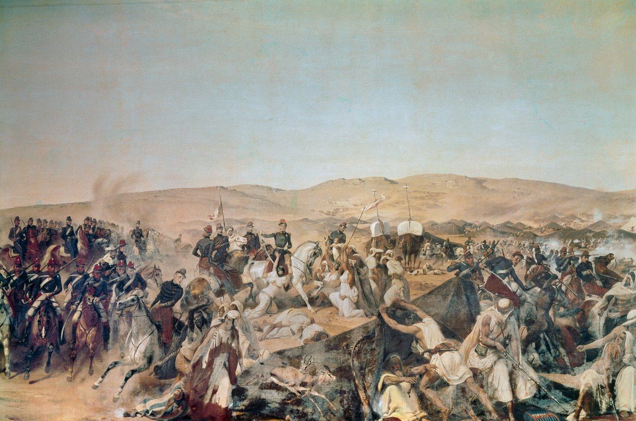 Erövring av Algeriet (1830-1847): "" Fångst av Smalah (Smala) av Abd el Kader (Abd-el-Kader eller ibn Muhyi al-Din al-Hasani) (1807-1883) av hertigen av Aumale i Taguin av Emile Jean Horace Vernet