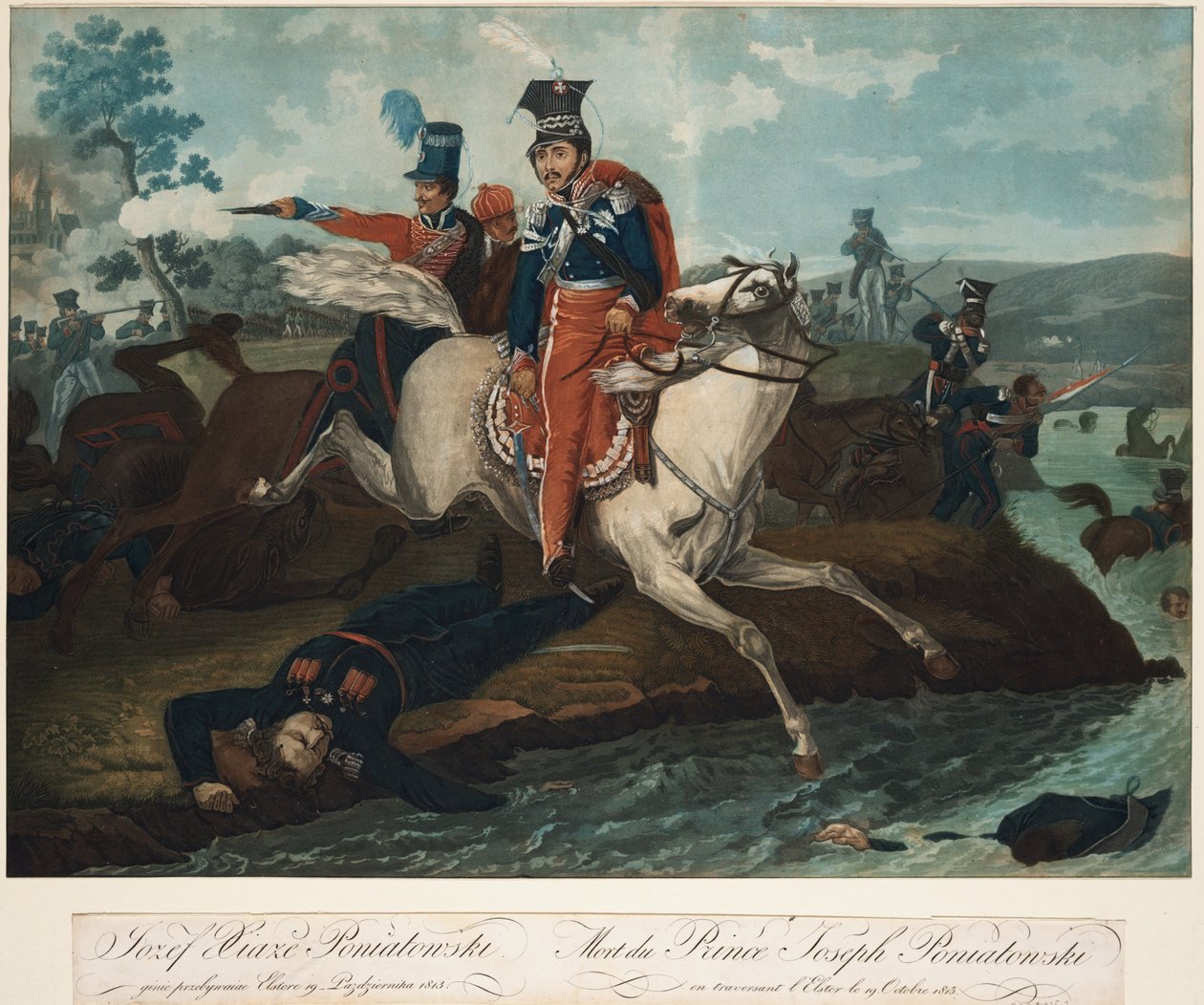 Prins Józef Poniatowskis död i slaget vid Leipzig, 1820 av Emile Jean Horace Vernet