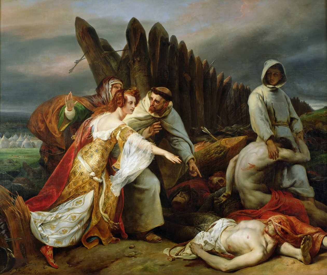 Edith hittar Harolds kropp, 1828. av Emile Jean Horace Vernet