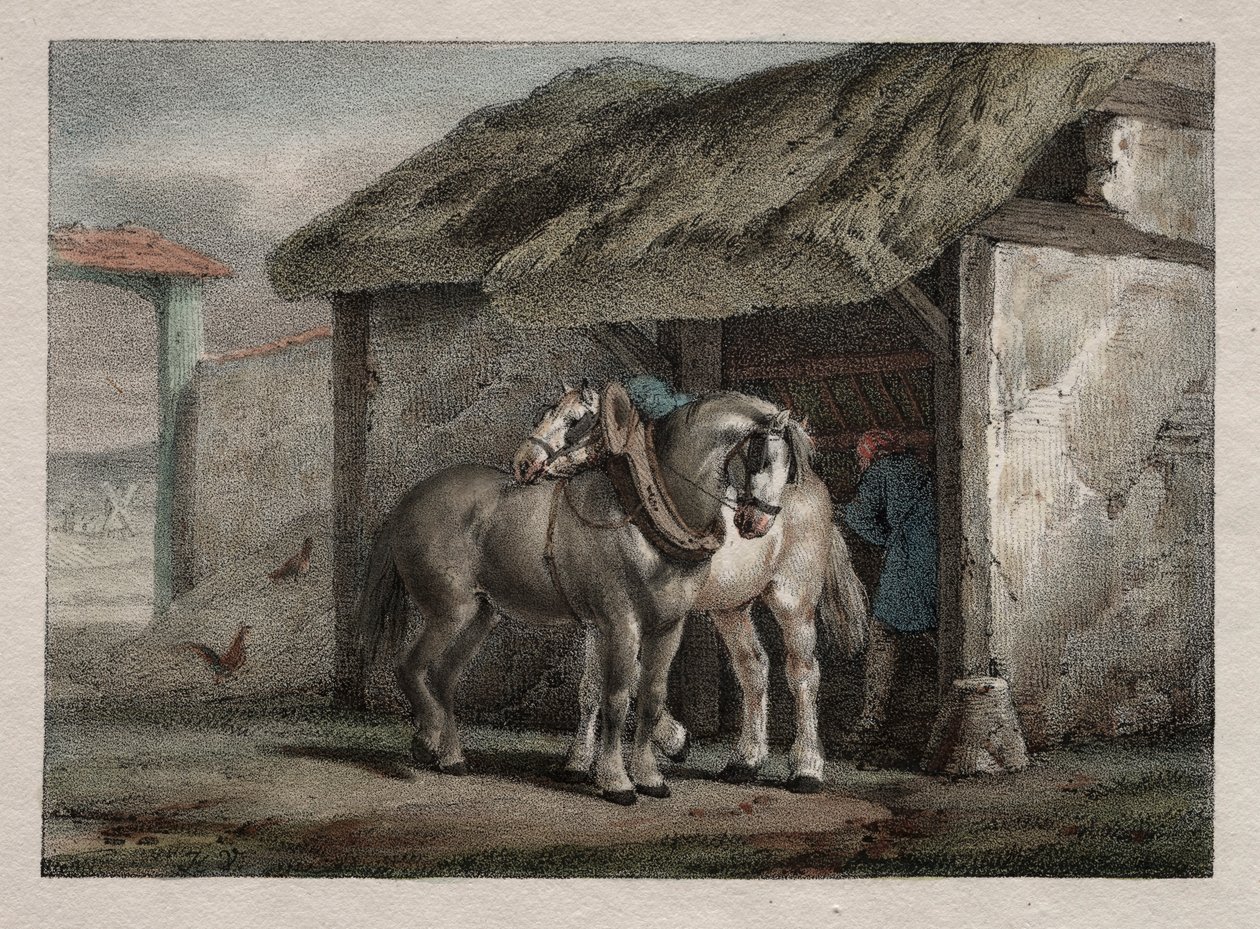 Gårdshäst. av Emile Jean Horace Vernet