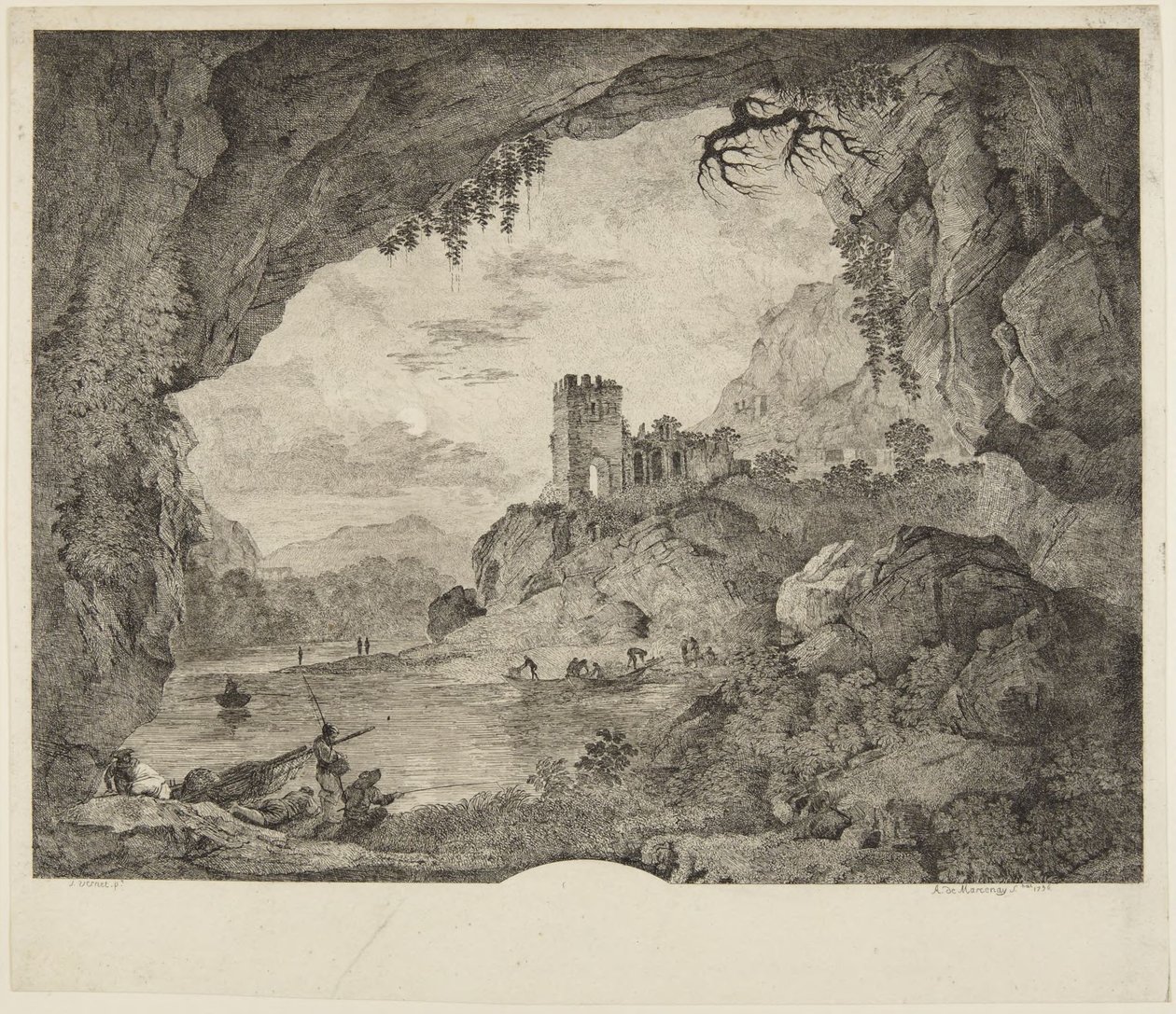 Fiske i månsken av Horace Vernet