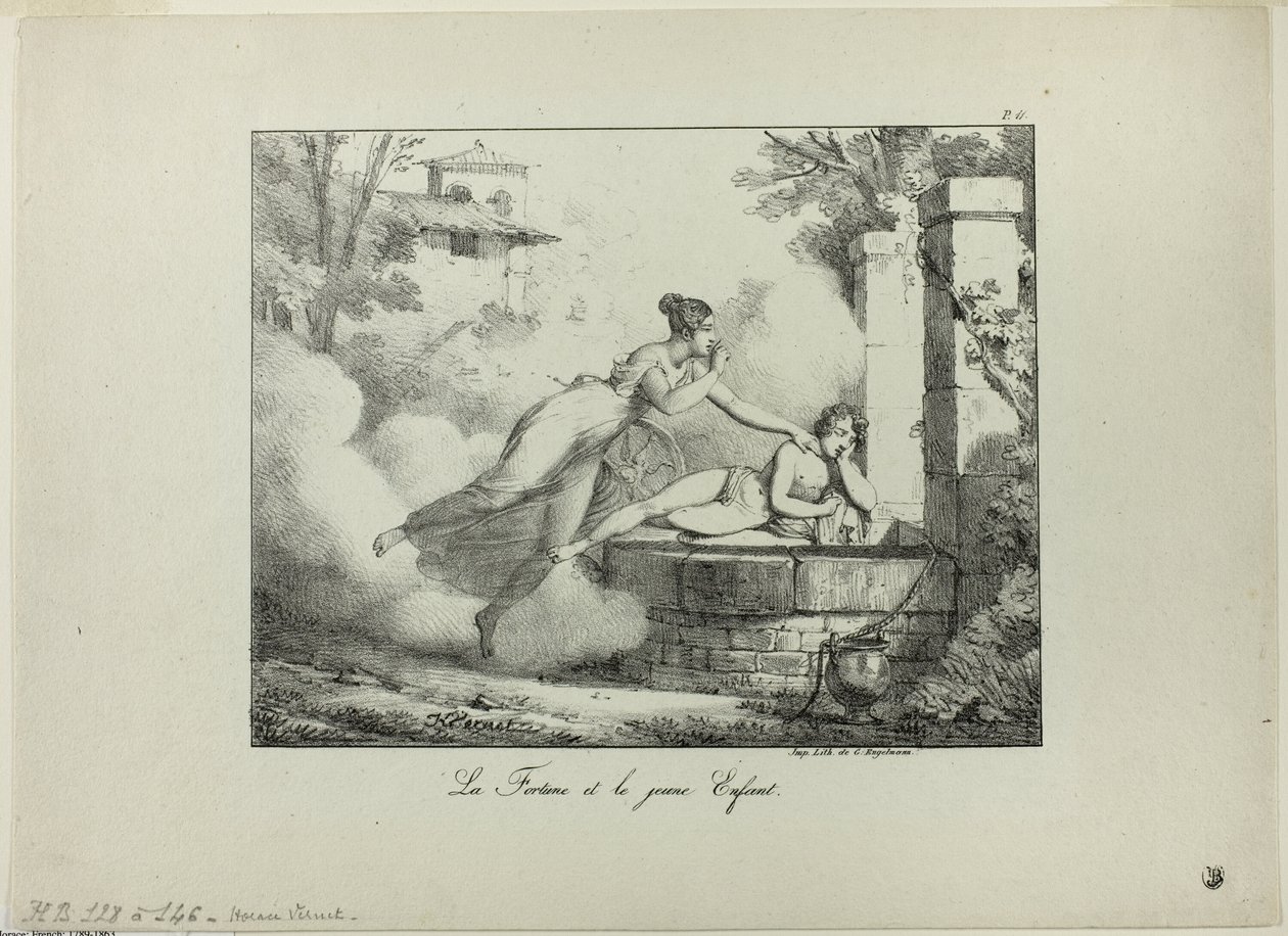 Fortune och det unga barnet av Emile Jean Horace Vernet