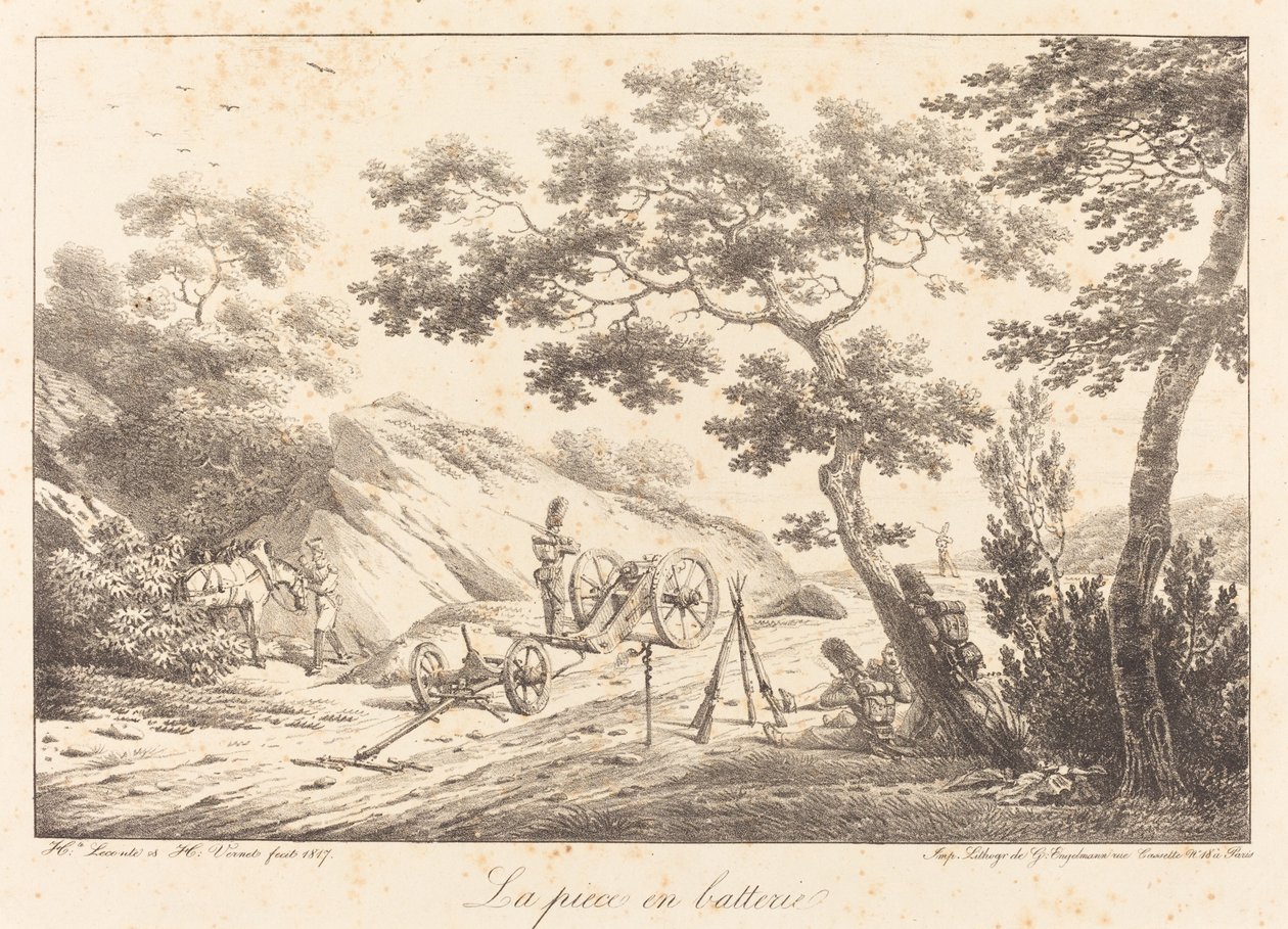 Biten i batteri av Emile Jean Horace Vernet