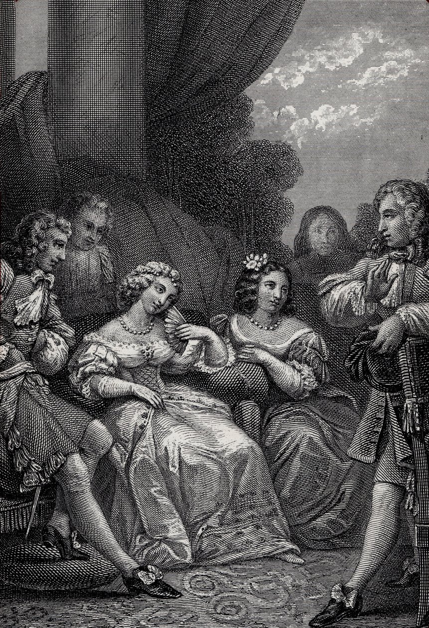 The Misanthrope or the Atrabilaire in Love - Gravyr från "Works" av Jean-Baptiste Poquelin dit Moliere (Jean Baptiste Poquelin av Emile Jean Horace Vernet