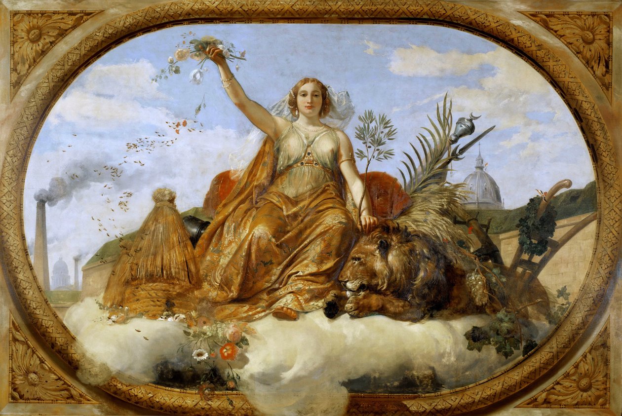 Peace Ceiling-målning, Salle des Pas Perdus, 1839-1847. av Emile Jean Horace Vernet