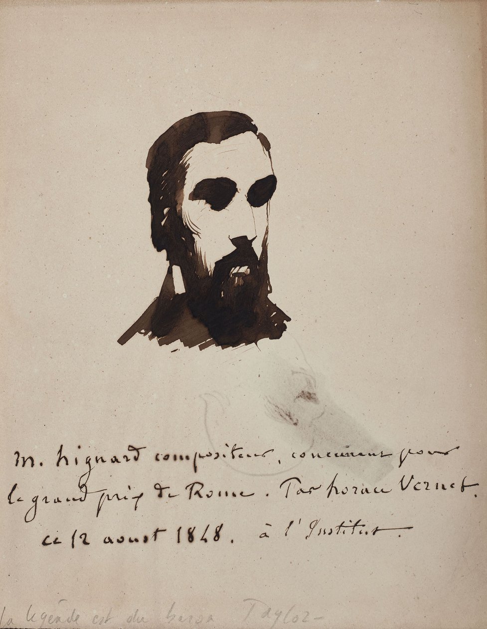 Porträtt av kompositören Aristide Hignard 1822-1898, 1848. av Emile Jean Horace Vernet