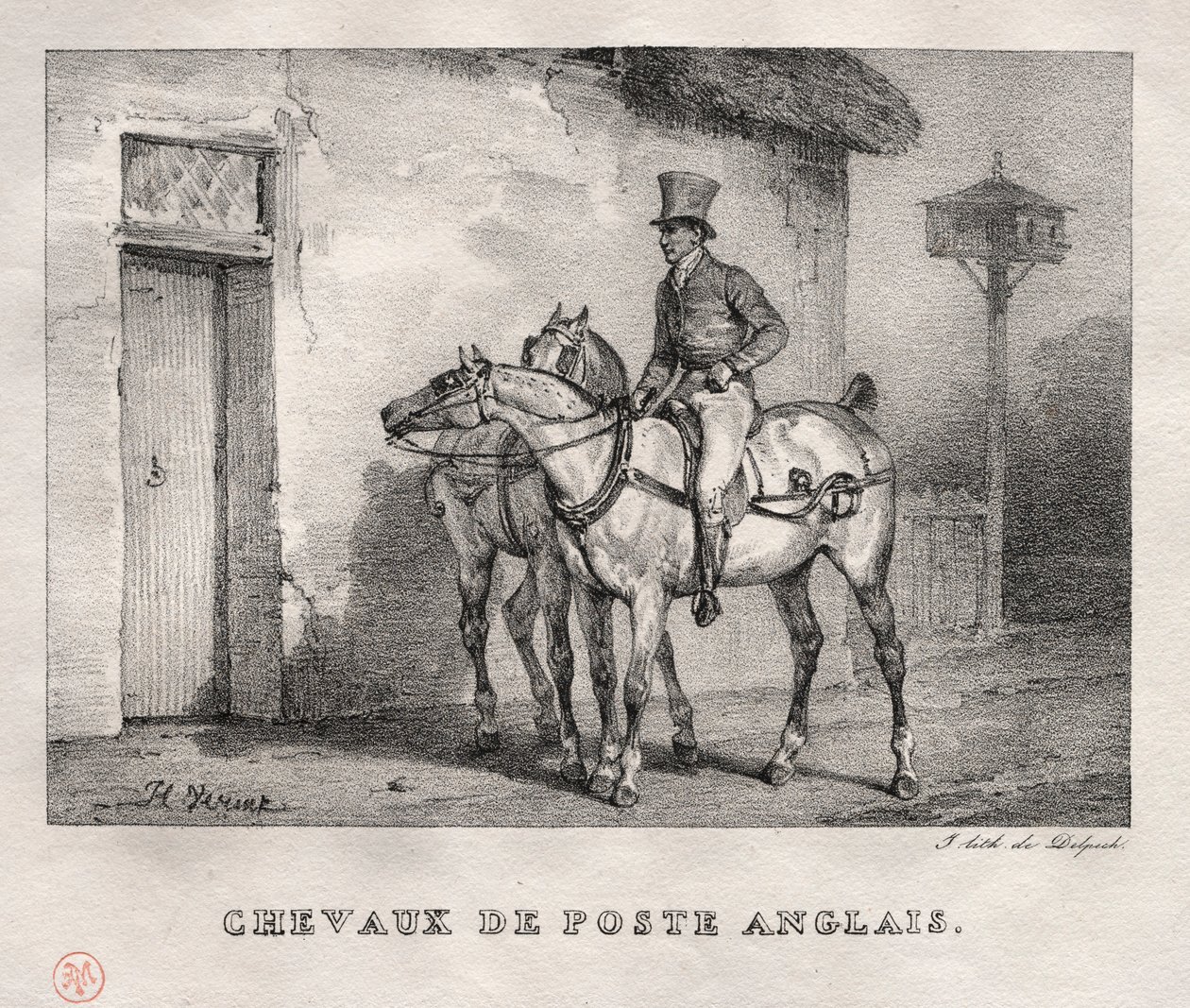 Posthästar, 1823. av Emile Jean Horace Vernet