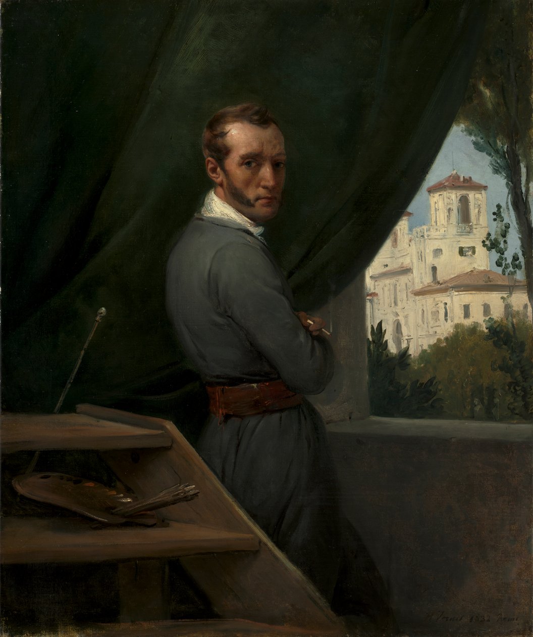Självporträtt i Rom av Emile Jean Horace Vernet