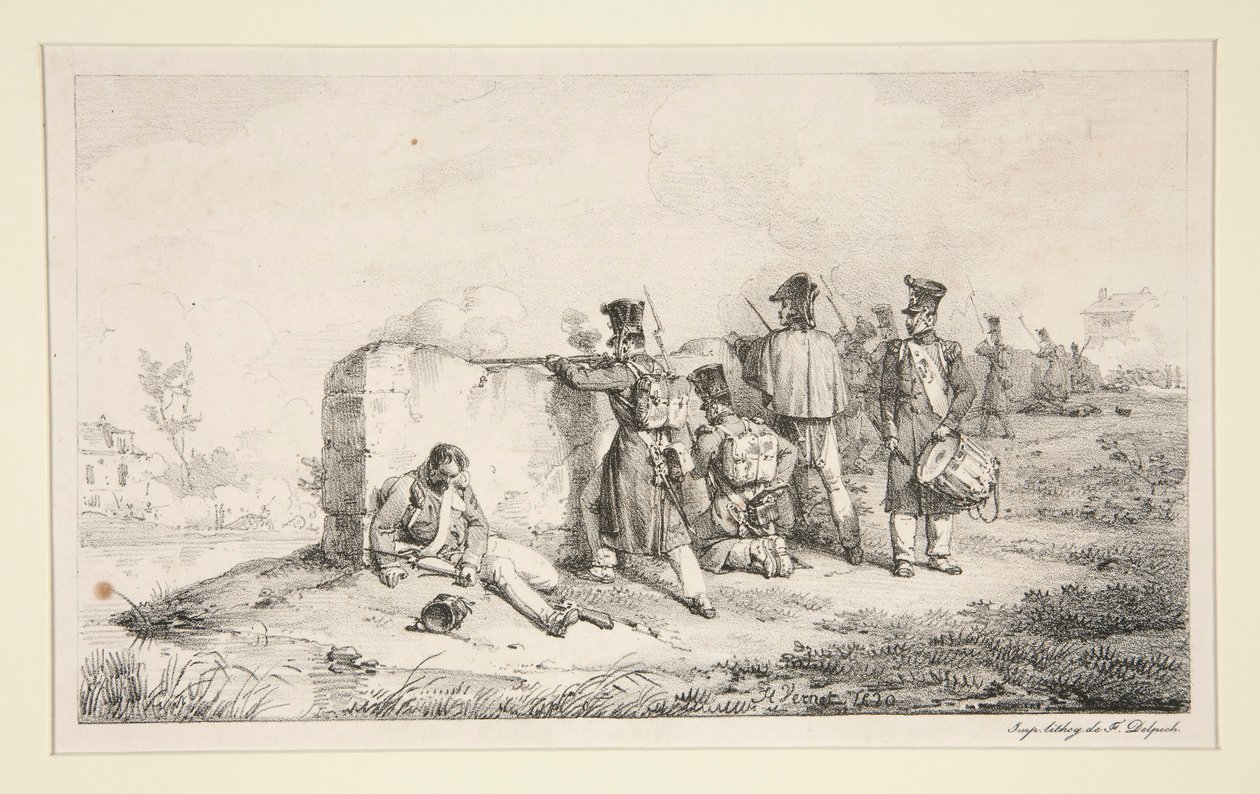 Soldater i skärmytslingar av Emile Jean Horace Vernet