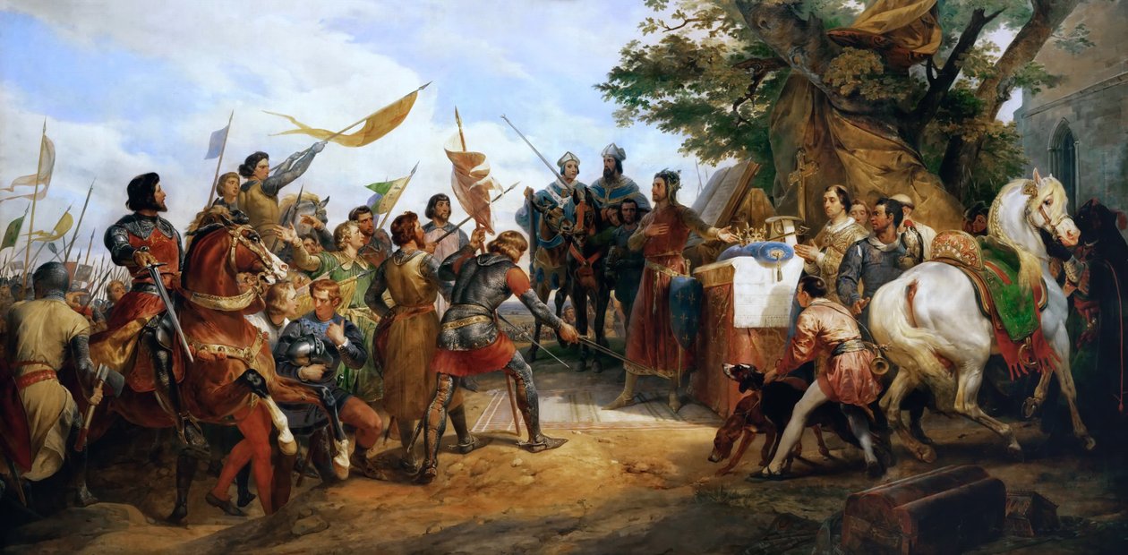 Slaget vid Bouvines den 27 juli 1214 av Emile Jean Horace Vernet