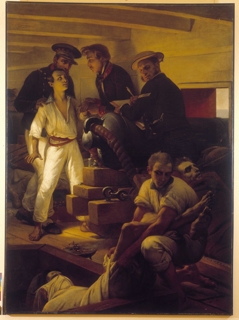 Koleran ombord på Melpomene - (Depå för sanitetstjänsten i Marseille) av Emile Jean Horace Vernet