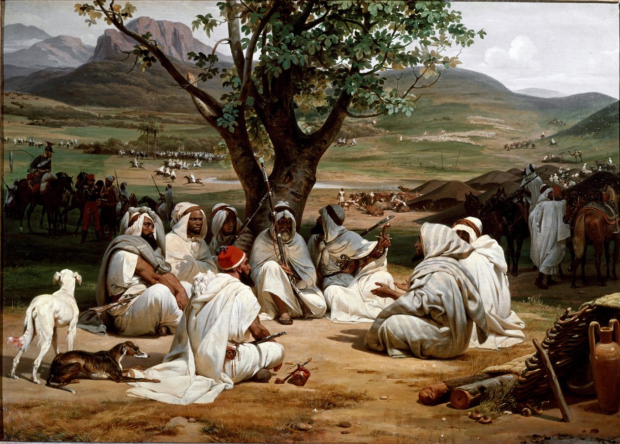 Parlamentarikern och Medjeles råd för arabiska hövdingar. Målning av Antoine Charles Horace Vernet (1758-1836) 1834. Dim. 98x52 cm. Chantilly, Museum of Conde av Emile Jean Horace Vernet