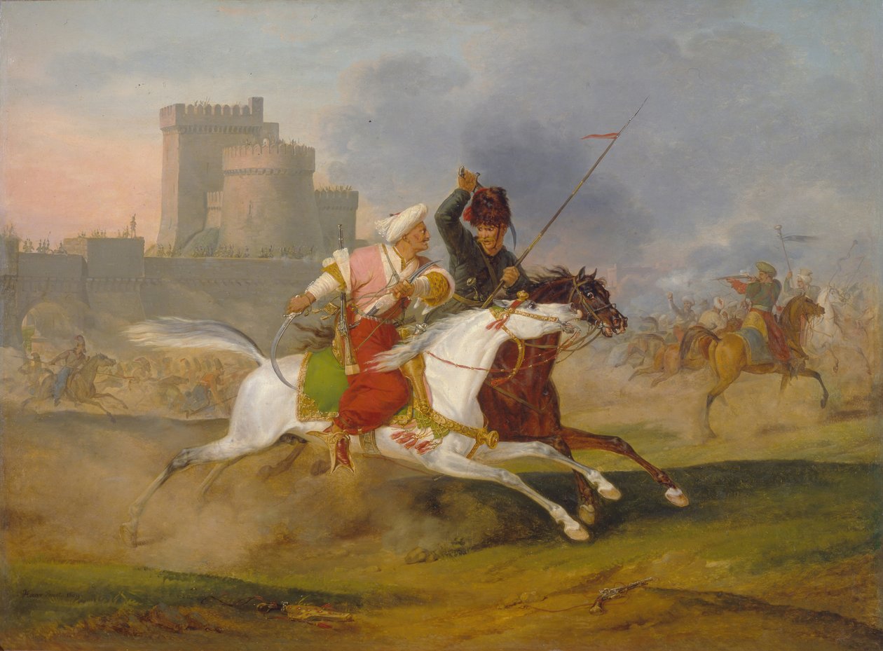 Turk och kosack, 1809 av Emile Jean Horace Vernet