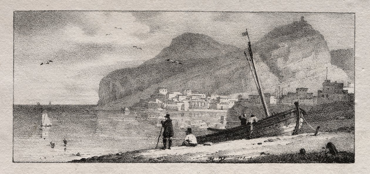 Utsikt över en hamn av Emile Jean Horace Vernet
