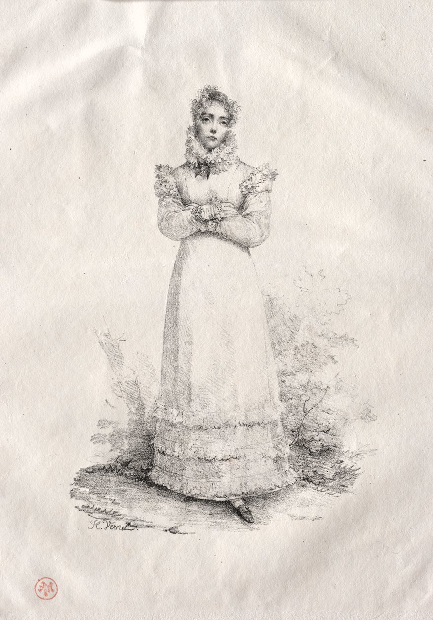 Ung kvinna stående av Emile Jean Horace Vernet