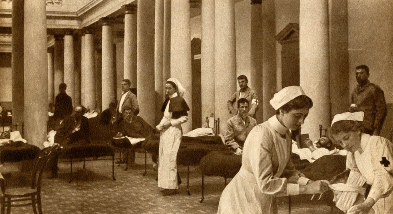 Boer och britt vårdas tillsammans, 1900, 1933. av Horace Walter Nicholls