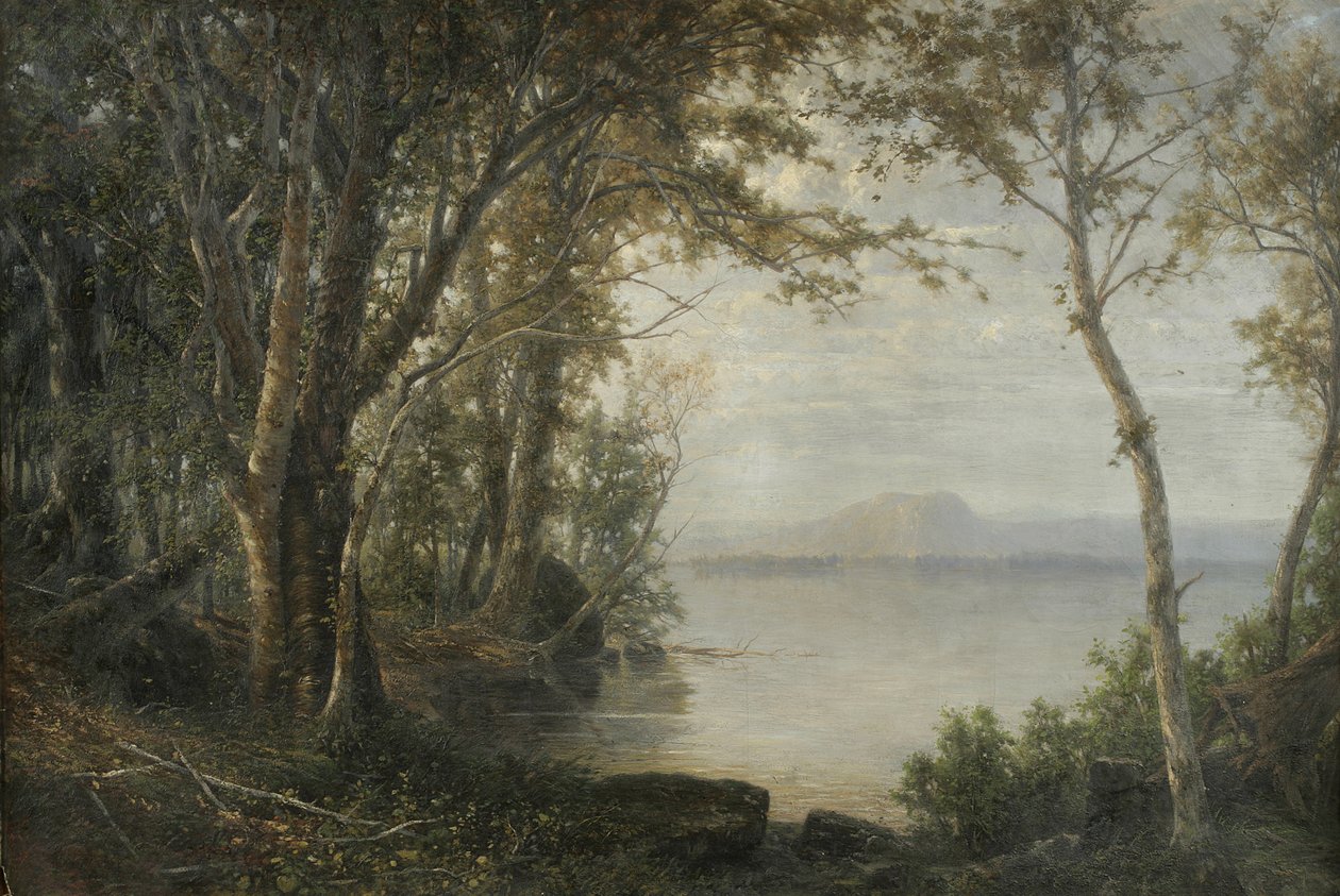 Mount Katahdin, landskap med sjö och berg av Horace Wolcott Robbins