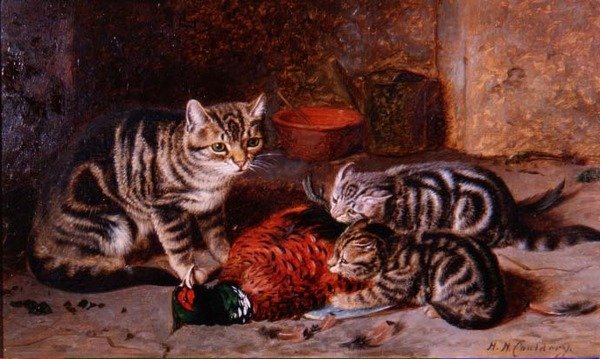 Spel till middag (olja på panel) av Horatio Henry Couldery