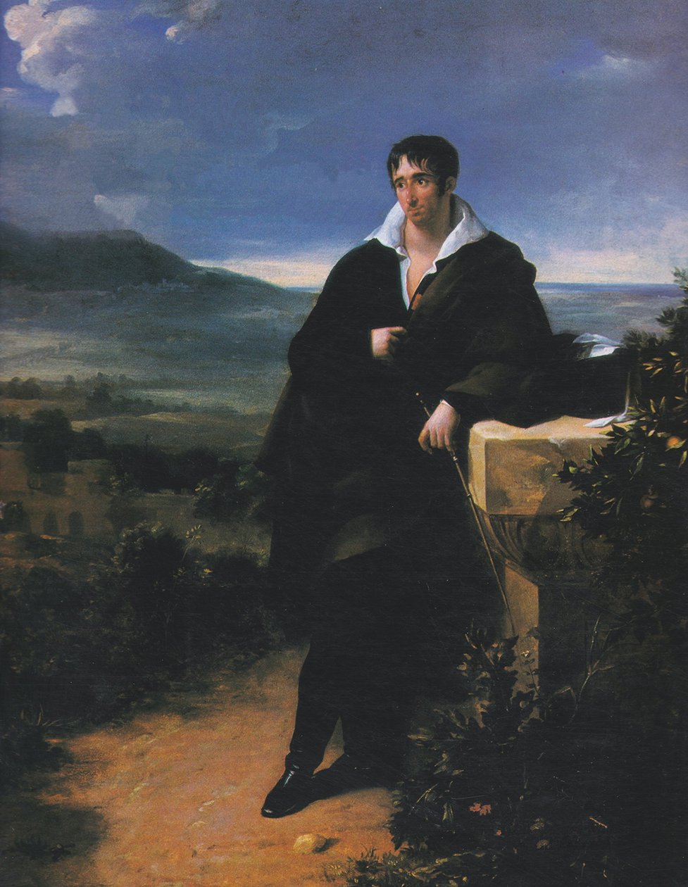 Porträtt i helfigur av Camille de Tournon på den romerska landsbygden av Hortense Haudebourt Lescot