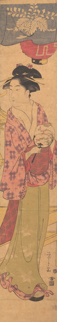 En tjej med ett fan, ca. 1780. av Hosoda Eishi