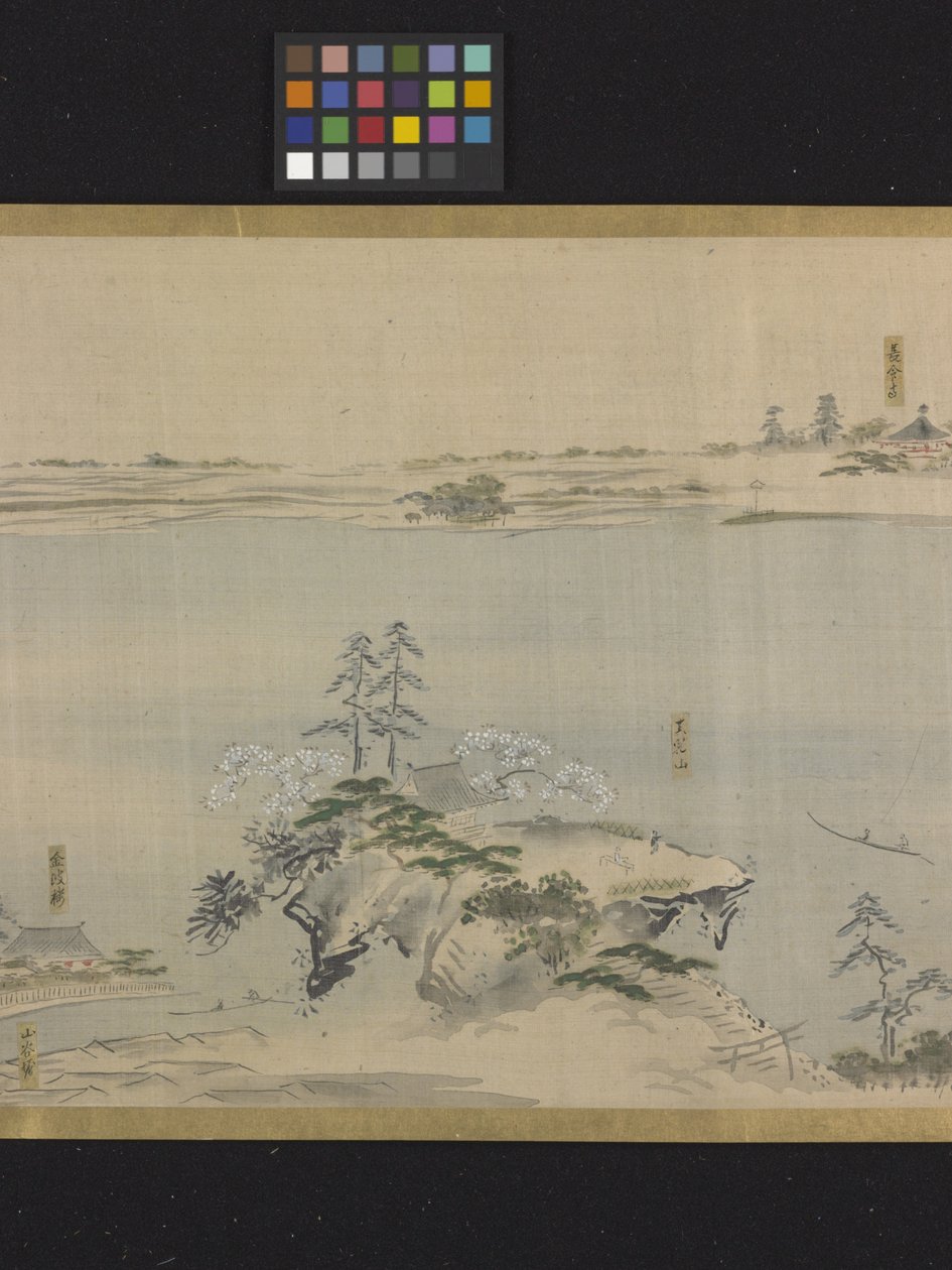 Three Gods Of Fortune On A Pleasure Outing (bläck och ljusa färger på papper) av Hosoda Eishi