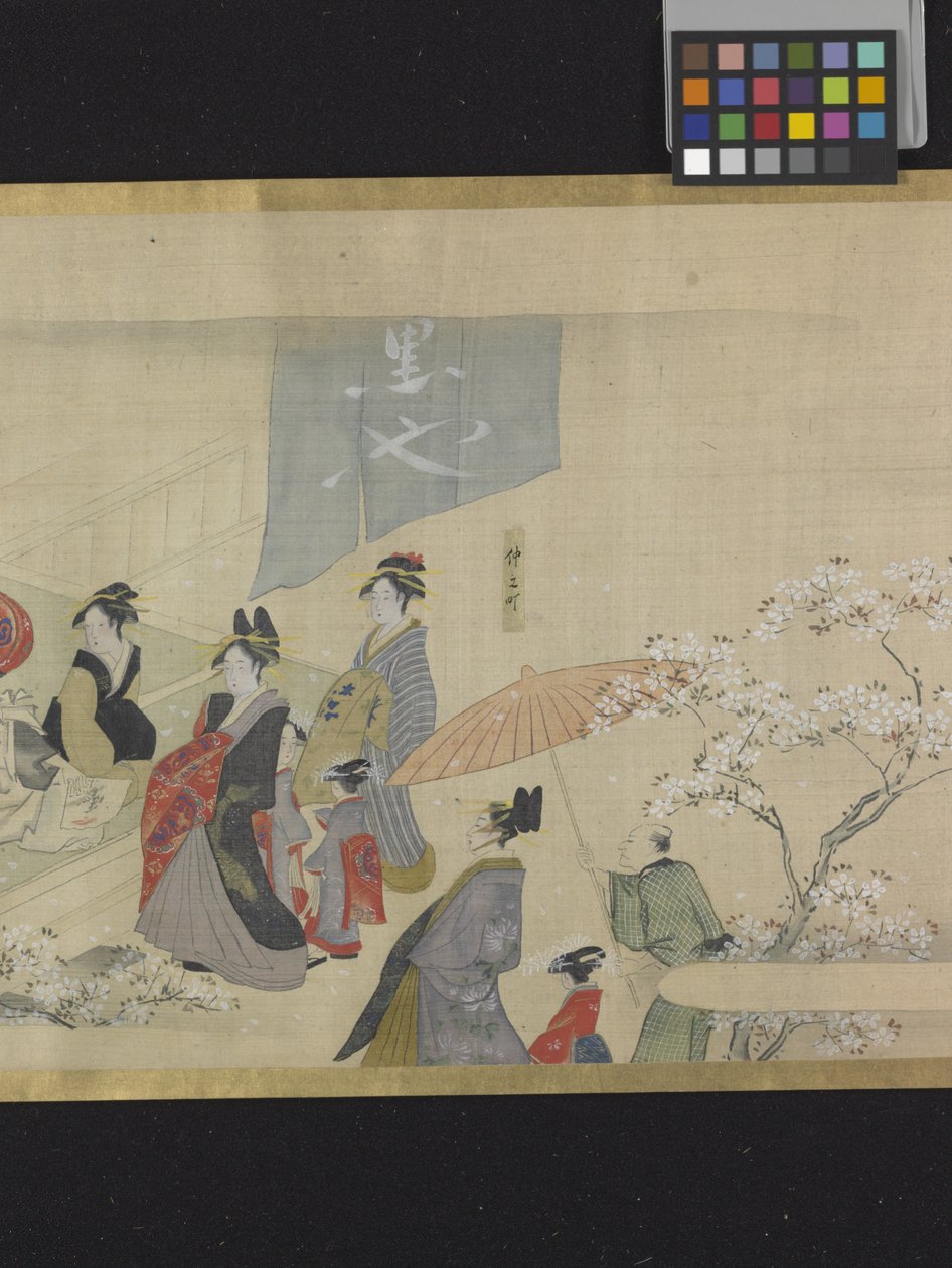 Three Gods Of Fortune On A Pleasure Outing (bläck och ljusa färger på papper) av Hosoda Eishi