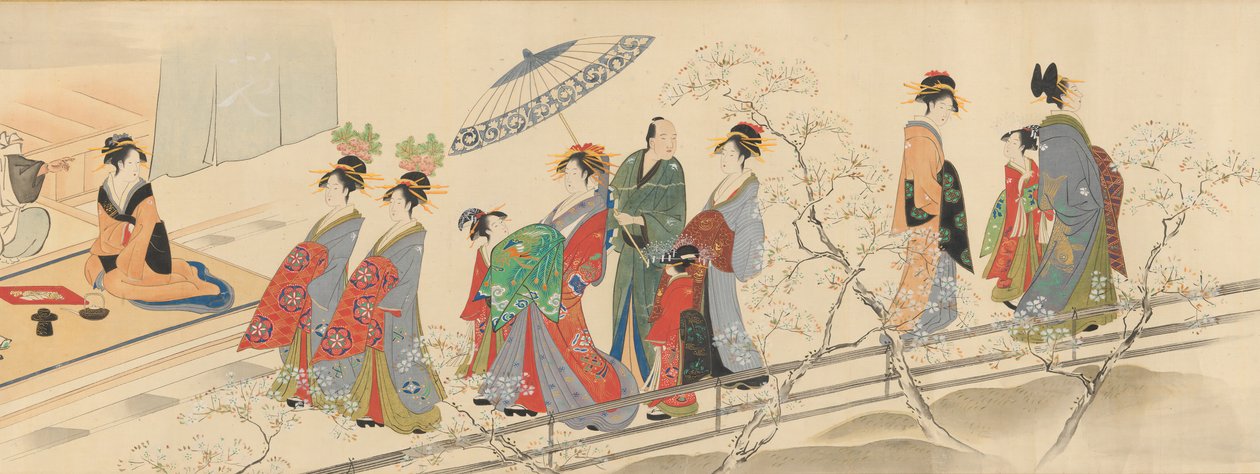 Three Gods of Fortune Besök Yoshiwara..., tidigt 1800-tal. av Hosoda Eishi